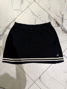 ALO Yoga Black Mini Skirt with White Stripe Hem